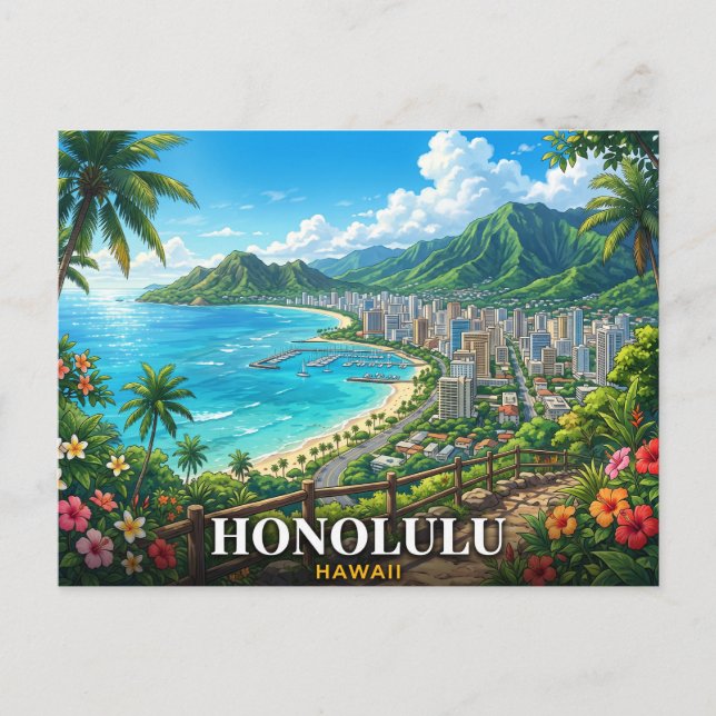 Cartão Postal Viagem Honolulu Havaí (Frente)