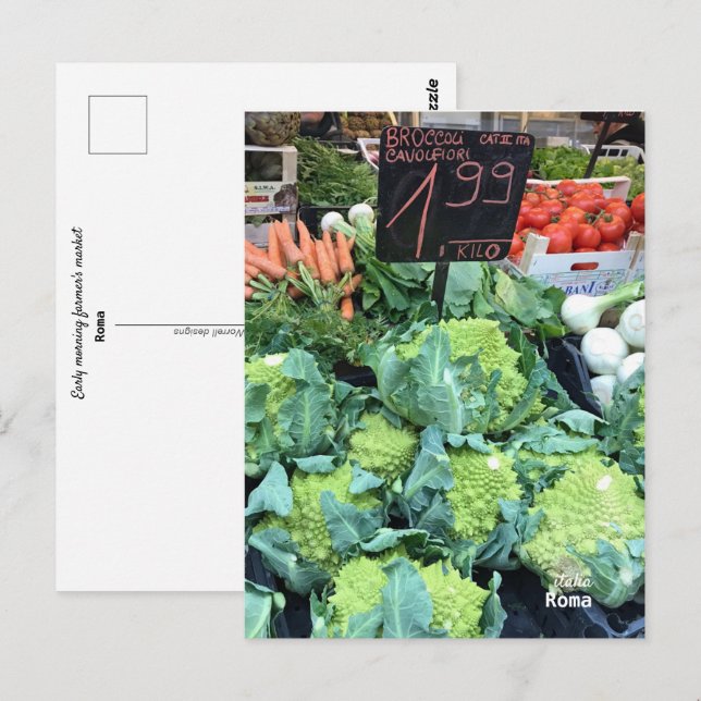 Cartão Postal Viagem | Itália - Roma, Mercado de Produtores (Frente/Verso)