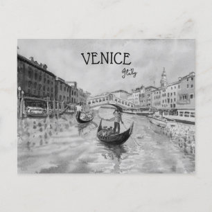 Cartão Postal Viagem Itália - souvenir preto e branco de VENICE