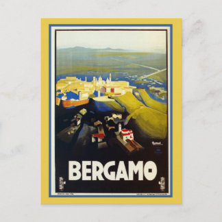 Cartão Postal Viagem italiana vintage de Bergamo dos anos 1920