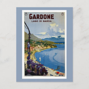 Cartão Postal Viagem italiano Vintage Gardone Lake Garda