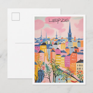 Cartão Postal Viagem Leipzig Alemanha Arte 