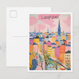 Cartão Postal Viagem Leipzig Alemanha Arte 