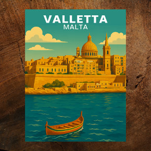 Cartão Postal Viagem Mediterrânea Vintage Valletta Malta