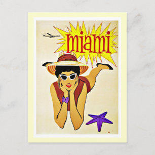 Cartão Postal Viagem Miami Florida Beach Vintage