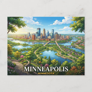 Cartão Postal viagem minneapolis minnesota 