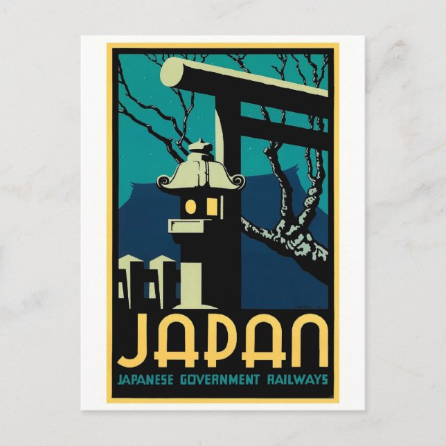 Cartão Postal Viagem Mundial de Vintage Governo Japonês (Frente)