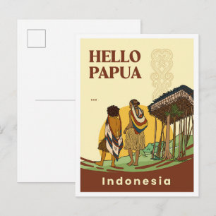 Cartão Postal Viagem Noken Papua Indonésia