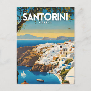 Cartão Postal Viagem Nostálgica da Grécia Santorini