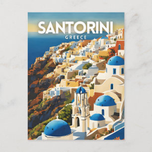 Cartão Postal Viagem Nostálgica da Grécia Santorini