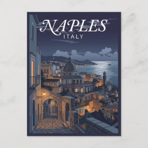 Cartão Postal Viagem Noturna Vintage Nápoles Itália