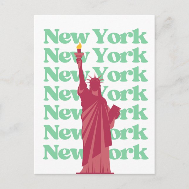 Cartão Postal Viagem NYC Verde Rosa Nova Iorque (Frente)