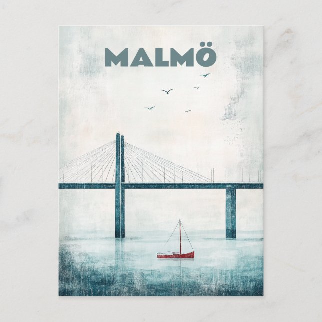 Cartão Postal Viagem para a Suecia de Malmö (Frente)
