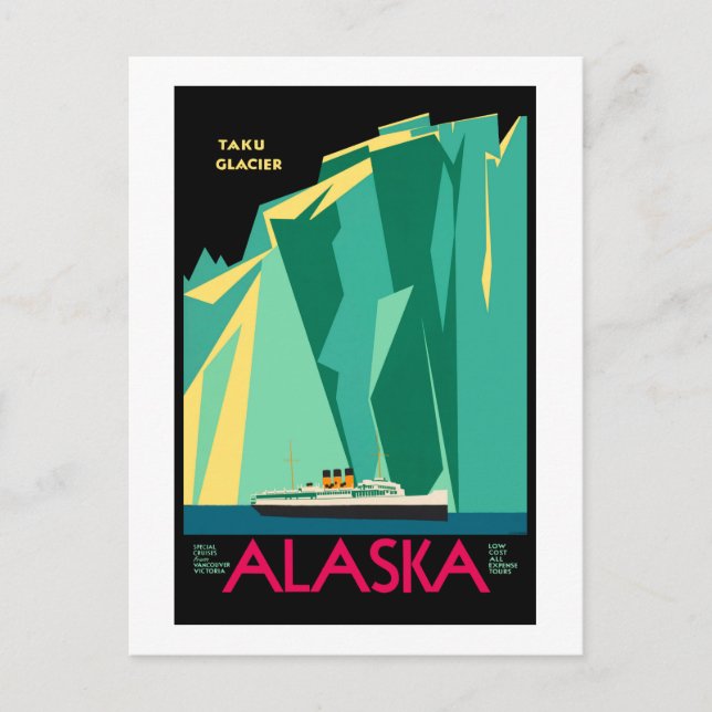Cartão Postal Viagem para Alaska AK Taku Glacier Cruzeiros Espec (Frente)