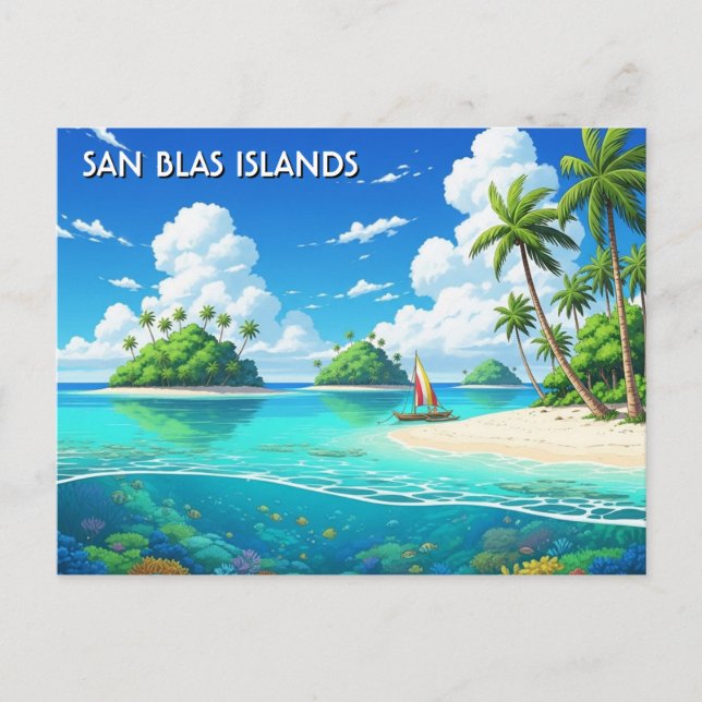 Cartão Postal Viagem para as Ilhas San Blas do Panamá  (Frente)