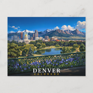 Cartão Postal Viagem para Denver Colorado Capitólio Montanhas Ro