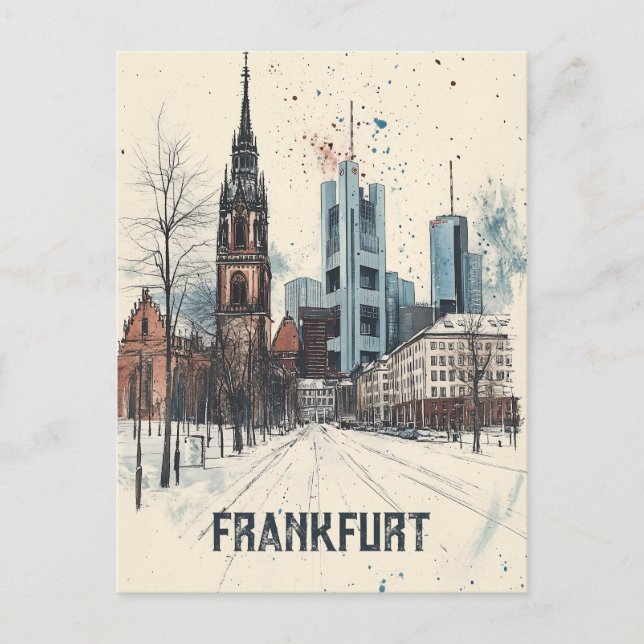 Cartão Postal Viagem para Frankfurt am Main Alemanha (Frente)