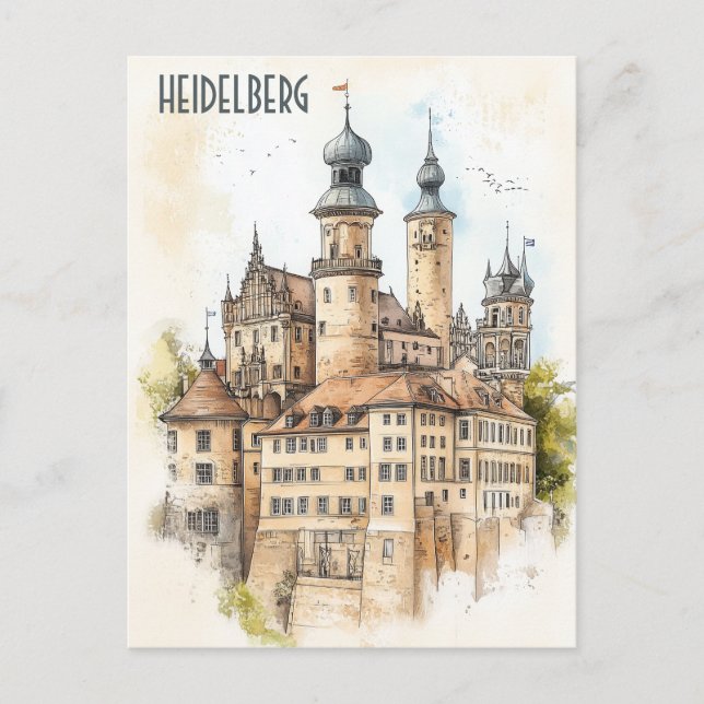 Cartão Postal Viagem para Heidelberg Alemanha (Frente)
