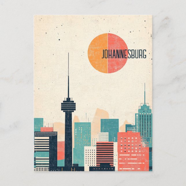 Cartão Postal Viagem para Joanesburgo África do Sul (Frente)