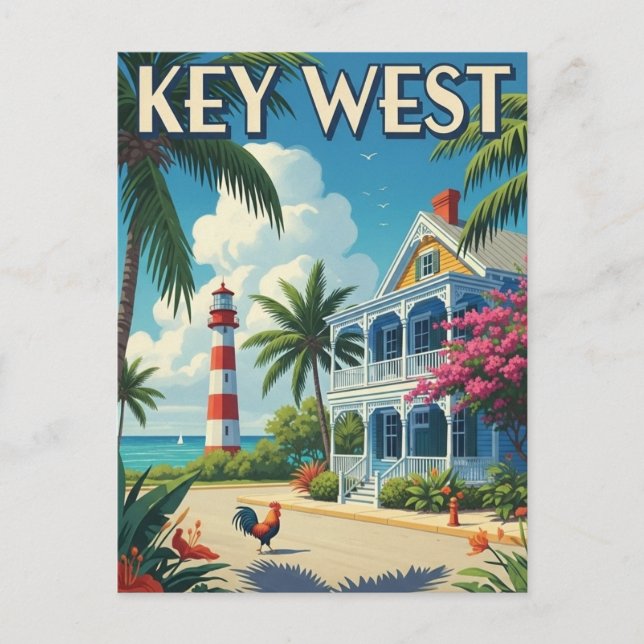 Cartão Postal Viagem para Key West Flórida (Frente)