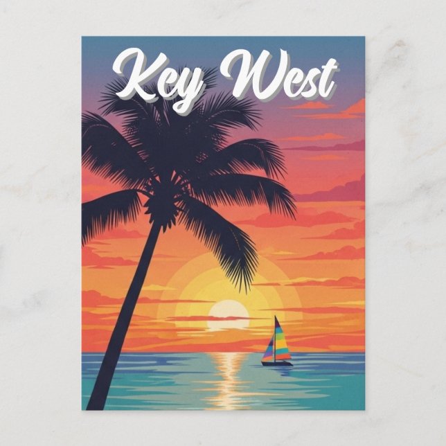 Cartão Postal Viagem para Key West Flórida (Frente)