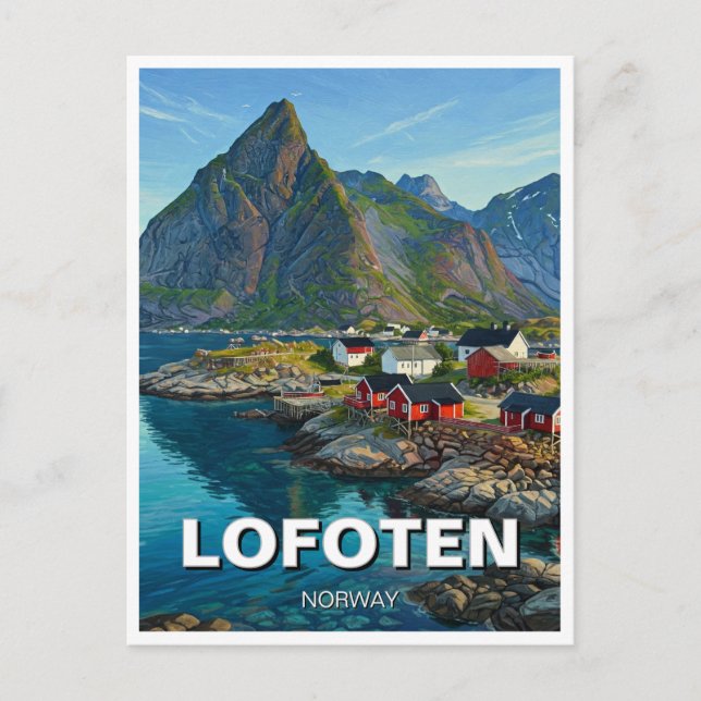 Cartão Postal Viagem para Lofoten Noruega (Frente)