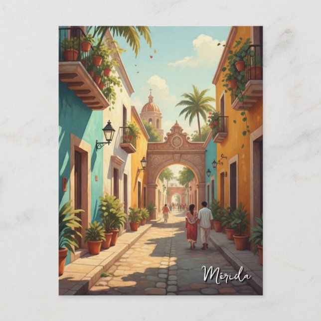 Cartão Postal Viagem para Mérida México (Frente)