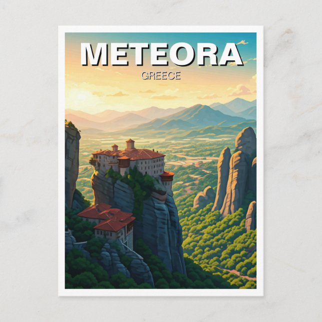 Cartão Postal Viagem para Meteora Grécia (Frente)