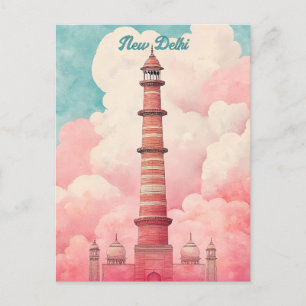 Cartão Postal Viagem para Nova Deli Índia