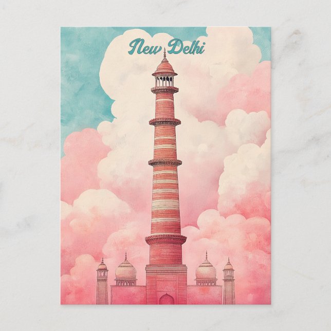 Cartão Postal Viagem para Nova Deli Índia (Frente)