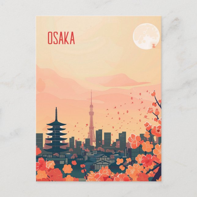 Cartão Postal Viagem para Osaka (Frente)