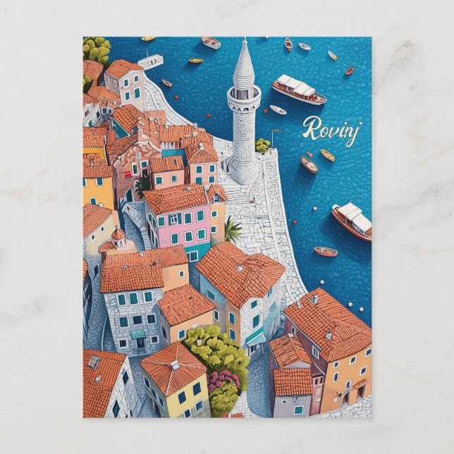 Cartão Postal Viagem para Rovinj Croácia (Frente)