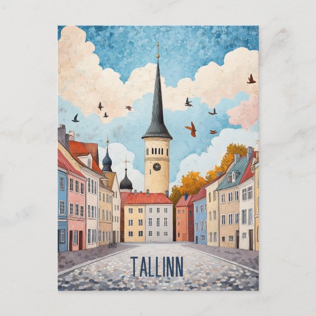 Cartão Postal Viagem para Tallinn Estônia (Frente)
