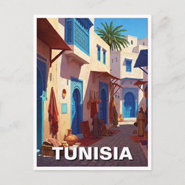 Cartão Postal Viagem para Tunes Tunísia (Frente)