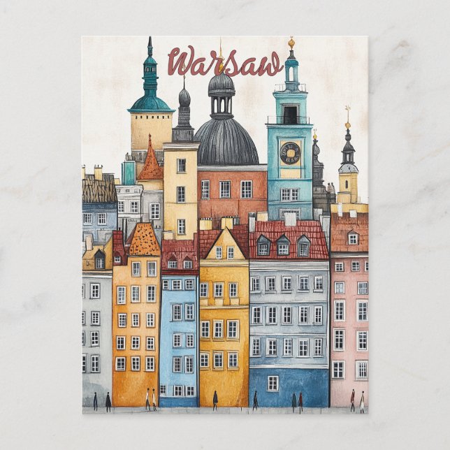 Cartão Postal Viagem para Varsóvia Polônia (Frente)
