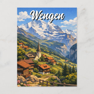 Cartão Postal Viagem para Wengen Suíça
