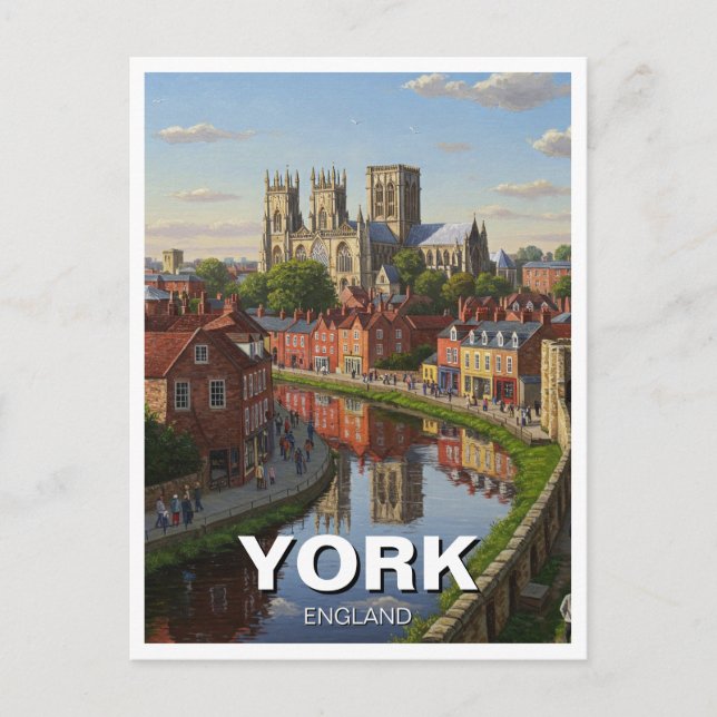 Cartão Postal Viagem para York Inglaterra (Frente)