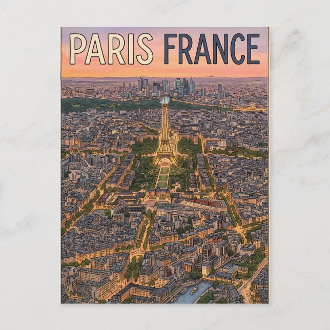 Cartão Postal Viagem Paris França  (Frente)