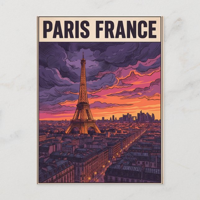 Cartão Postal Viagem Paris França  (Frente)