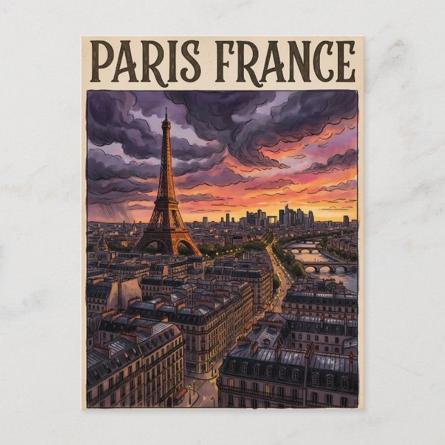 Cartão Postal Viagem Paris França  (Frente)