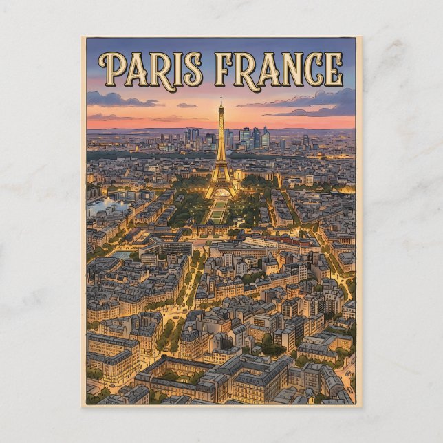 Cartão Postal Viagem Paris França  (Frente)