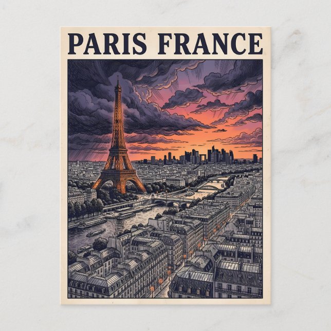 Cartão Postal Viagem Paris França  (Frente)