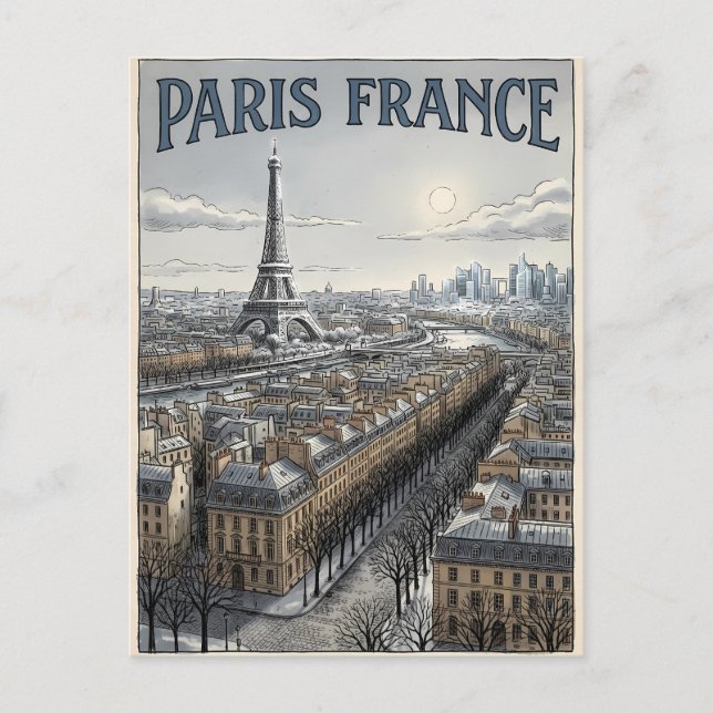 Cartão Postal Viagem Paris França  (Frente)