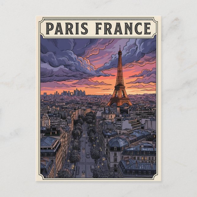 Cartão Postal Viagem Paris França  (Frente)
