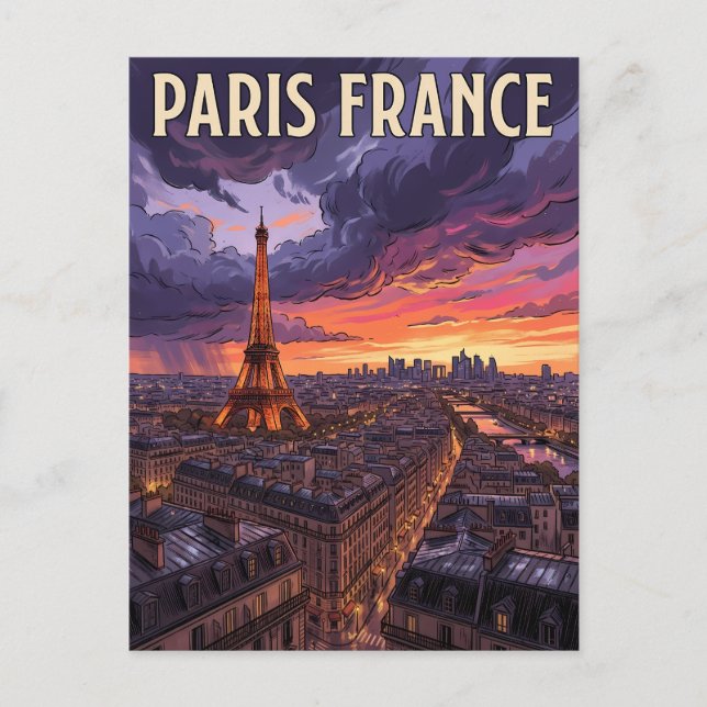 Cartão Postal Viagem Paris França  (Frente)