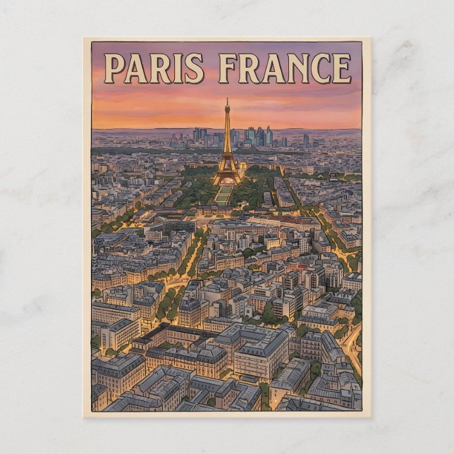 Cartão Postal Viagem Paris França  (Frente)