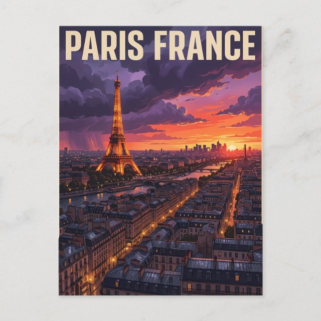 Cartão Postal Viagem Paris França  (Frente)