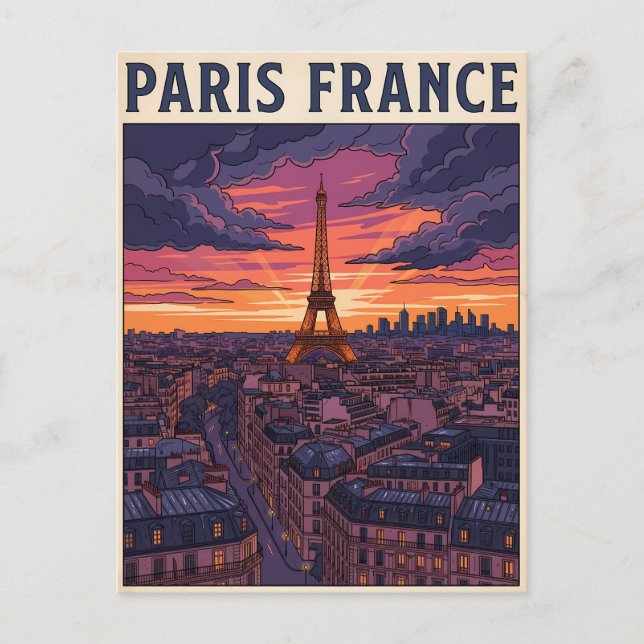 Cartão Postal Viagem Paris França  (Frente)