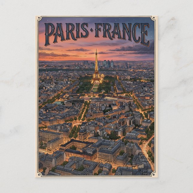 Cartão Postal Viagem Paris França  (Frente)