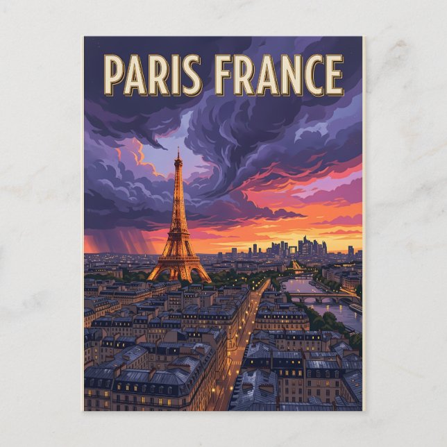 Cartão Postal Viagem Paris França  (Frente)